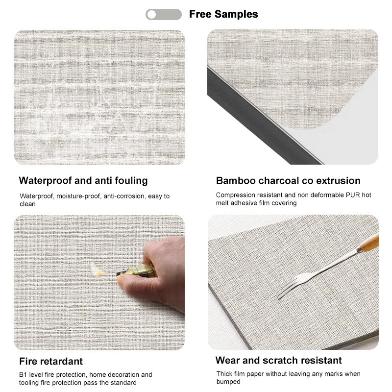 5 / 8mm 직물 텍스처 장식 패널 대나무 석탄 목재 장판