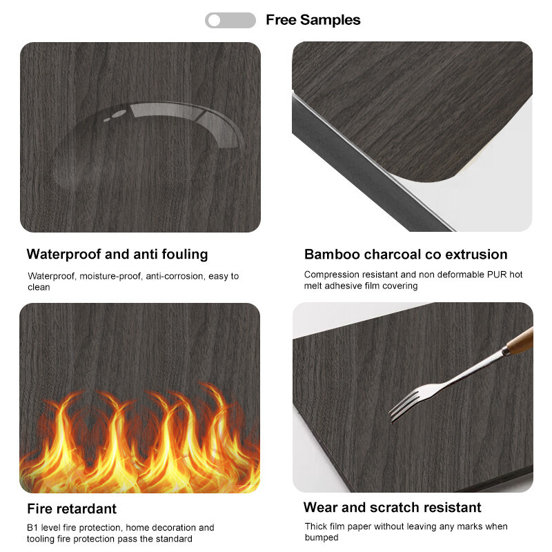 5mm 나무 곡물 PVC 벽판 유연한 대나무 석탄 장식 벽판
