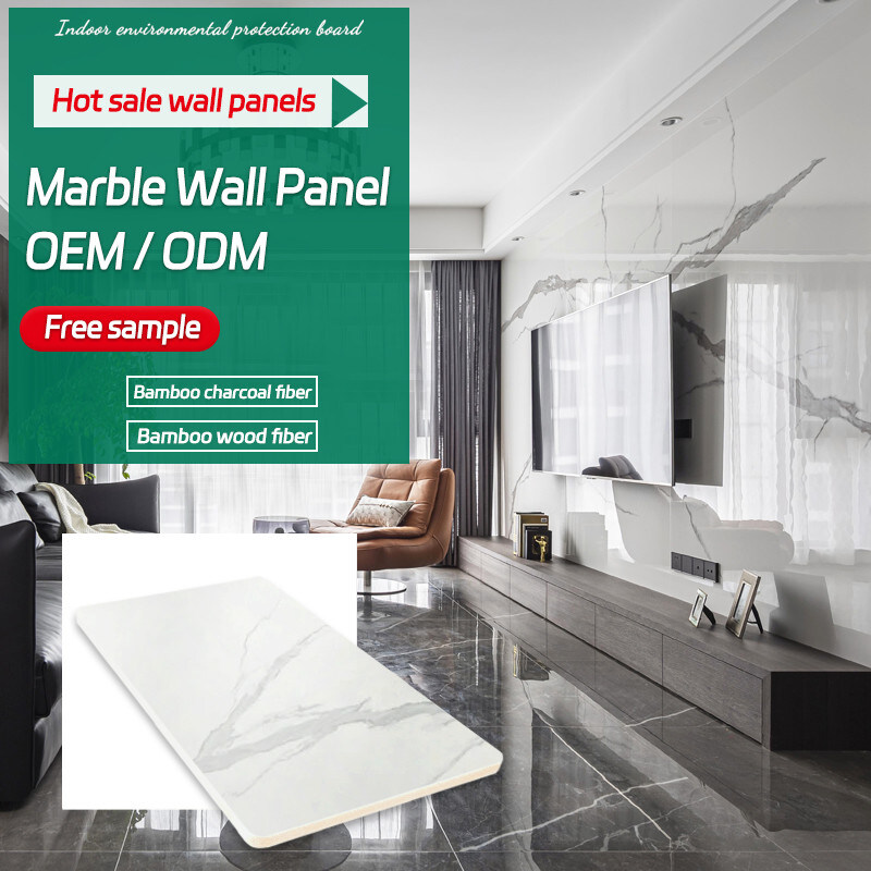 집의 장식 텔레비전 배경 벽 방수와 방습은 목재 베니어 벽판지에 대리석 무늬를 넣습니다