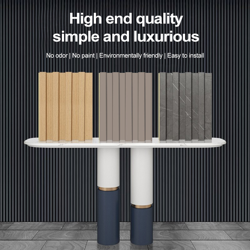 인테리어 장식 WPC 벽 패널 3D 단단한 목재 그릴 패널