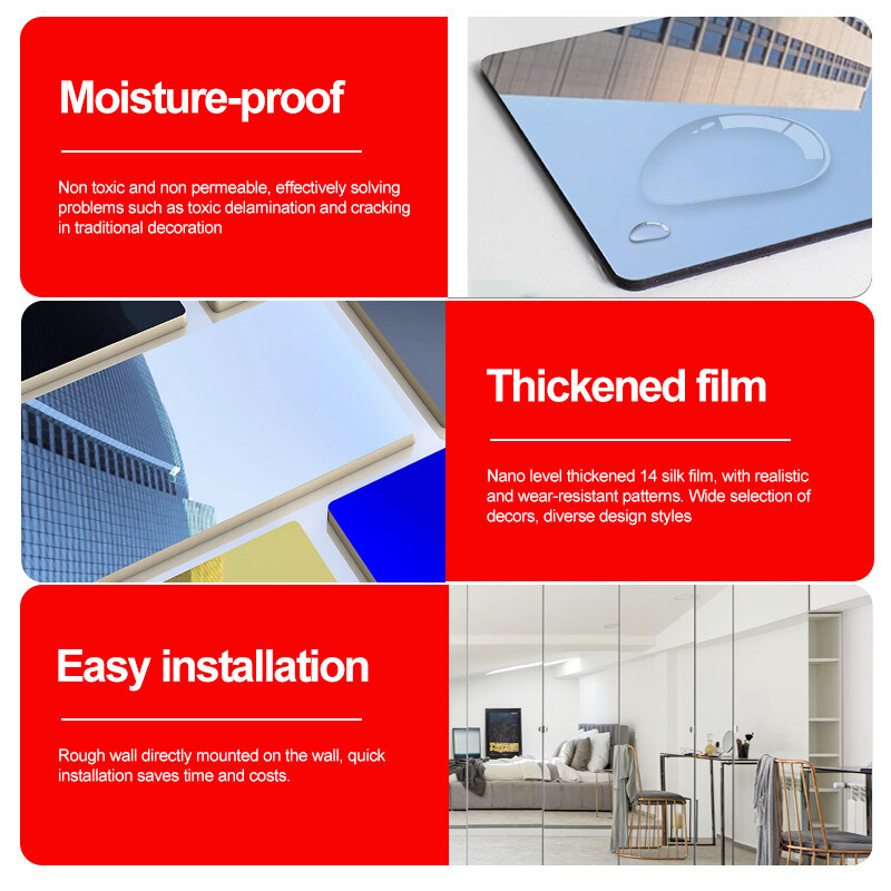 인테리어 장식 5mm 거울 나무 벽판 PVC 벽판