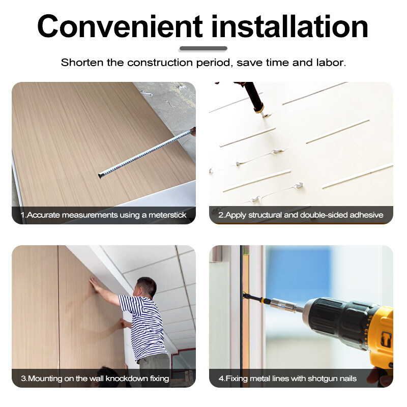 5mm / 8mm 인테리어 장식 PVC 대리석 엽 Bambu Charcoal Wall Board