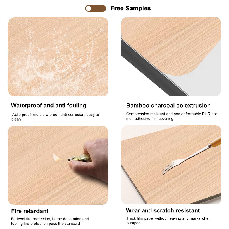 인테리어 장식용 Bambu 크리스탈 패널 나무 곡물 Bambu 목탄 목재 포니어 패널